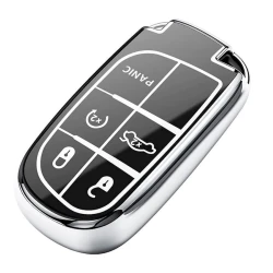Чехол для автомобильных ключей AVTO085289 для Jeep Grand Cherokee, черный/серебристый Чехол для автомобильных ключей AVTO085289 для Jeep Grand Cherokee, черный/серебристый