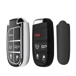 Чехол для автомобильных ключей AVTO085289 для Jeep Grand Cherokee, черный/серебристый Чехол для автомобильных ключей AVTO085289 для Jeep Grand Cherokee, черный/серебристый