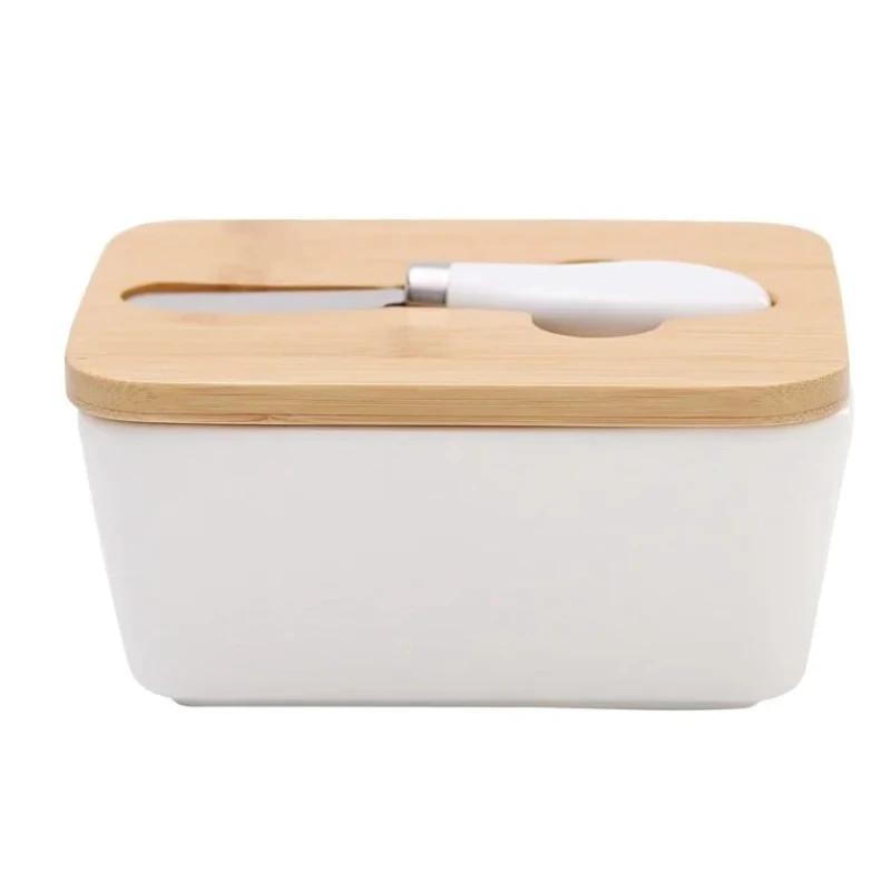 Yağ qabı nh_18cjht, keramika/bambuk, ağ, 7.5x10x16.5 sm