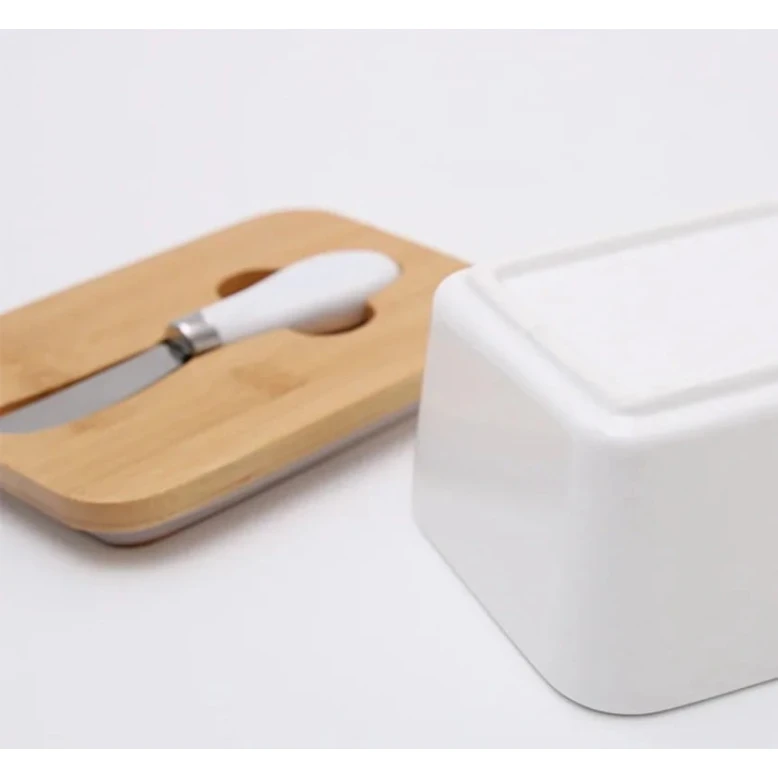 Yağ qabı nh_18cjht, keramika/bambuk, ağ, 7.5x10x16.5 sm