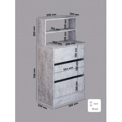 Комод, 110.6x59.2x32.8 см, ЛДСП, серый Комод, 110.6x59.2x32.8 см, ЛДСП, серый