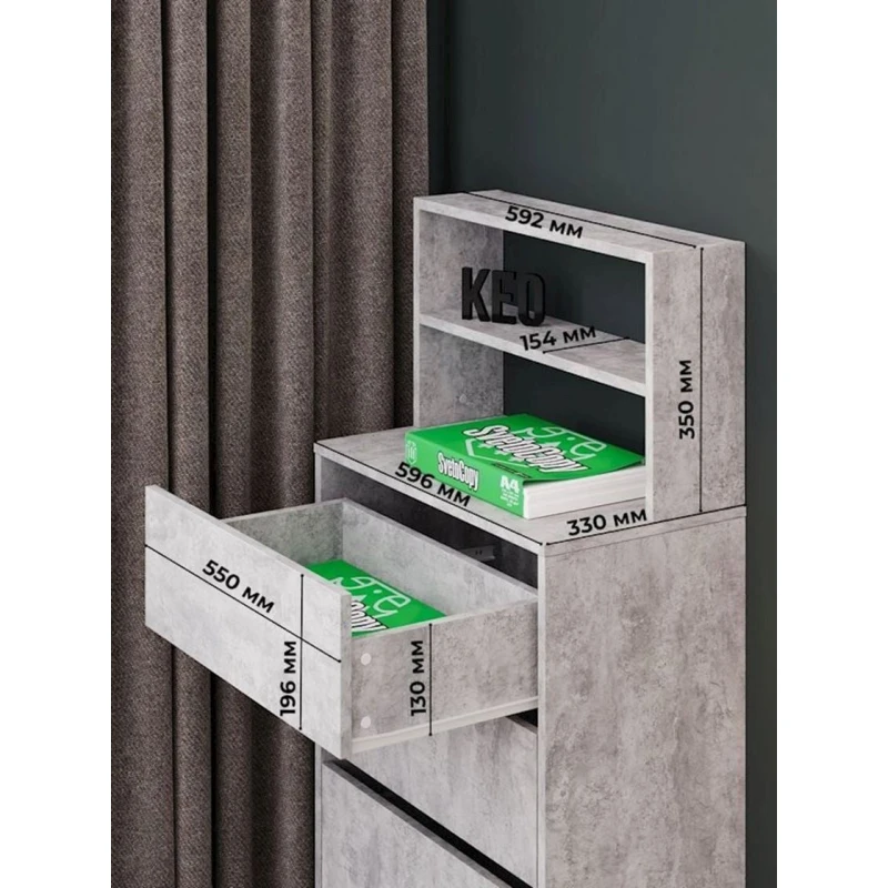 Komod, 110.6x59.2x32.8 sm, LDSP, boz