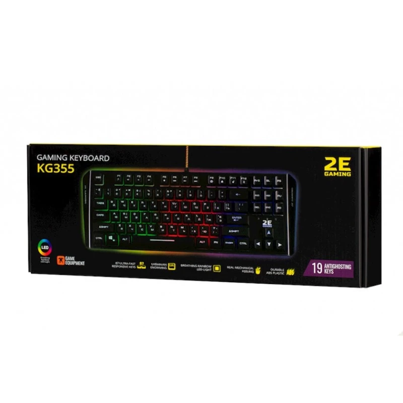 Клавиатура 2E Gaming Keyboard KG355 LED 87key USB Black UKR Клавиатура 2E Gaming Keyboard KG355 LED 87key USB Black UKR