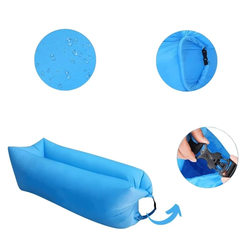 Şişmə çimərlik şezlongu, mavi, 130x70 sm