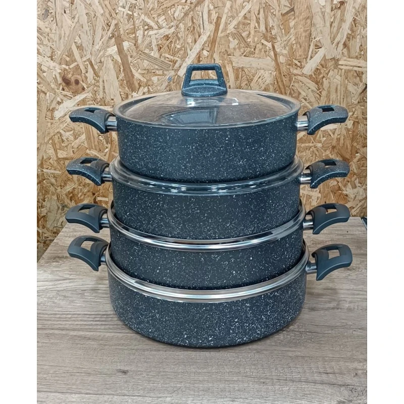 Набор кастрюль Nipmar SHA-00001509, гранит, серый, 26/28/30/32 см, 4 шт Набор кастрюль Nipmar SHA-00001509, гранит, серый, 26/28/30/32 см, 4 шт