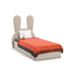 Односпальная кровать Art_tek_yataq (100) 21, ламинат/текстиль, бежевая, 200x85x100 см