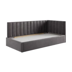 Односпальная кровать Art_tek_yataq 59, ламинат/текстиль, коричневая, 200x85x90 см