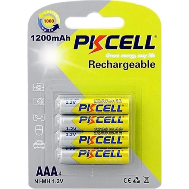 Перезаряжаемая батарея PKCELL Ni-MH AAA 1.2V 1200mAh, 4 шт