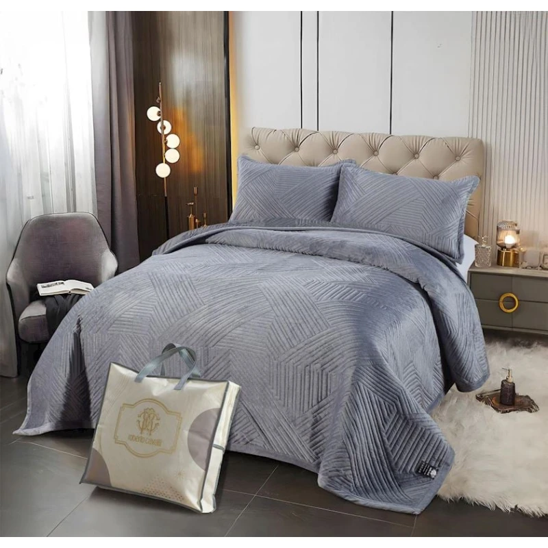 Örtük və yastıq üzü dəsti Sahara, örtük 220х240 sm, yastıq üzü 50x70 sm 2 ədəd, ikinəfərlik, boz