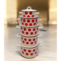 Qazan dəsti Tez-bazar-324, mina, ağ/qırmızı