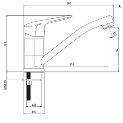 Смеситель для раковины Deante Boro BMO N26M, с оборачиваемым изливом, латунь, черный