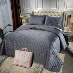 Комплект покрывала и наволочки Dantela SHA-00002042, 160x220/50x70 см, односпальный, серый