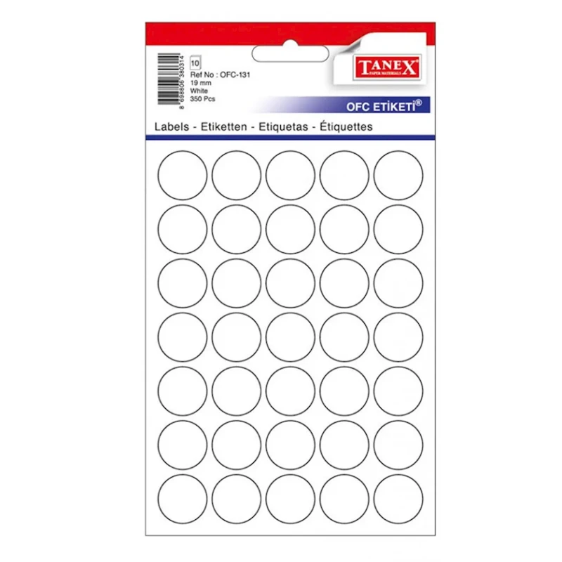 Набор наклеек Tanex OFC-123, 19 мм, белый, 10 листов Набор наклеек Tanex OFC-123, 19 мм, белый, 10 листов
