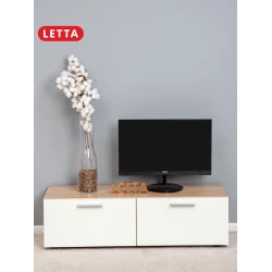 Тумба под телевизор Letta, ЛДСП, белая/бежевая, 24x33x102 см Тумба под телевизор Letta, ЛДСП, белая/бежевая, 24x33x102 см