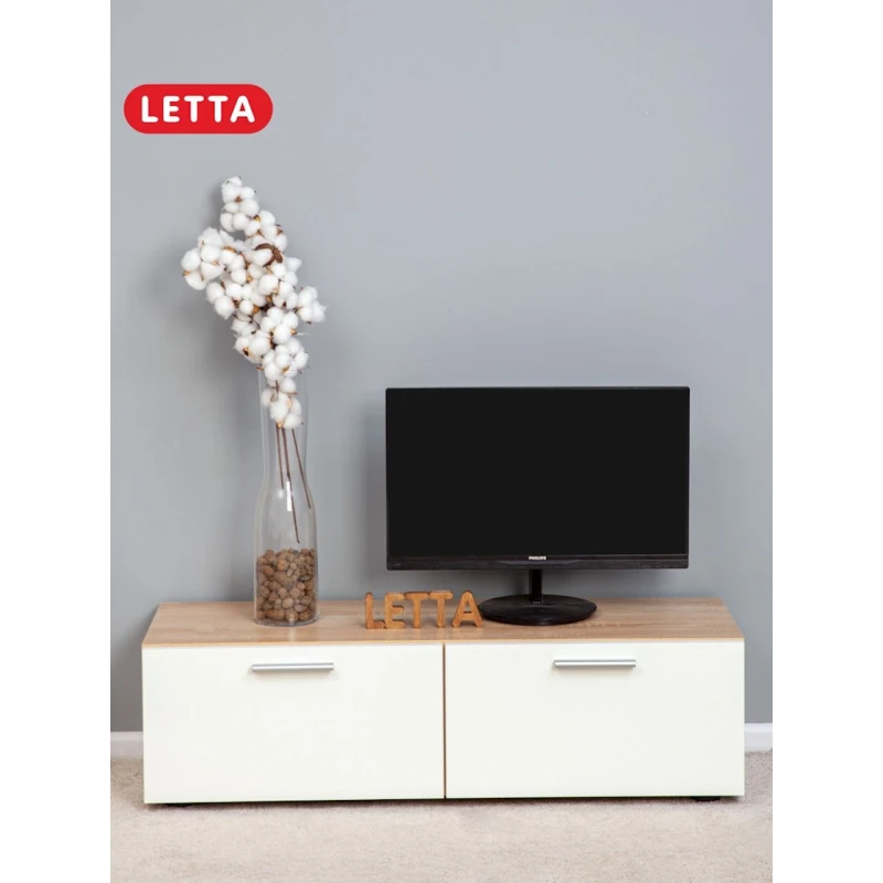 Televizor altına tumba Letta, LDSP, ağ/bej, 24x33x102 sm