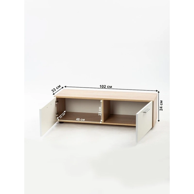 Televizor altına tumba Letta, LDSP, ağ/bej, 24x33x102 sm