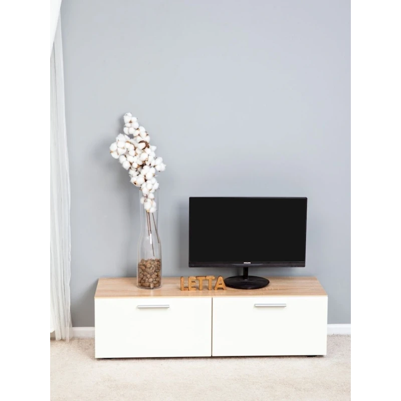 Televizor altına tumba Letta, LDSP, ağ/bej, 24x33x102 sm