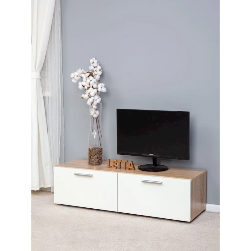 Televizor altına tumba Letta, LDSP, ağ/bej, 24x33x102 sm