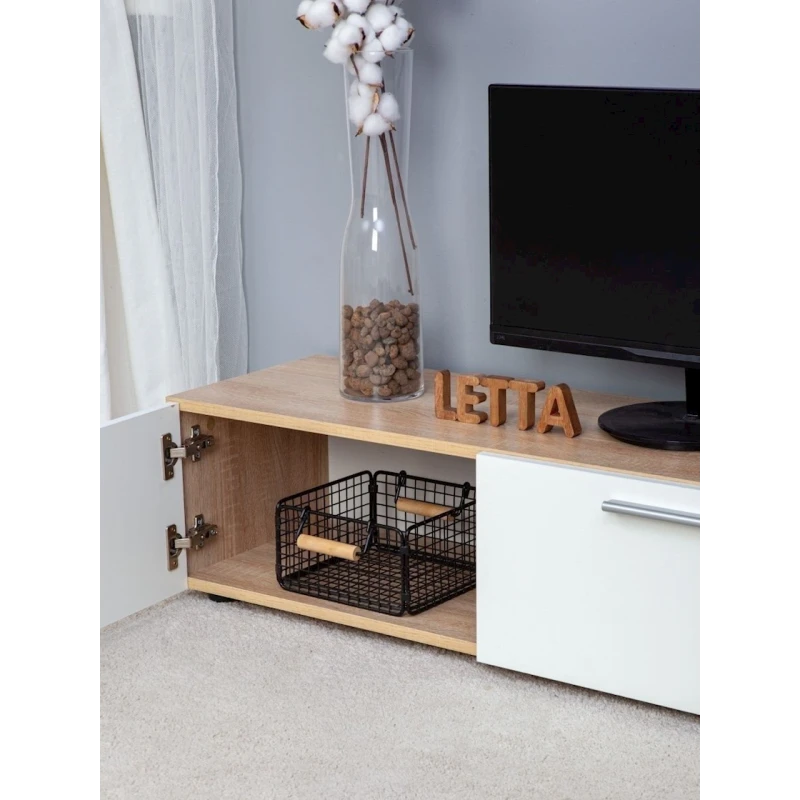 Televizor altına tumba Letta, LDSP, ağ/bej, 24x33x102 sm