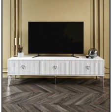 TV üçün tumba TV Stend 011, LDSP/metal, ağ, 180x55x33 sm