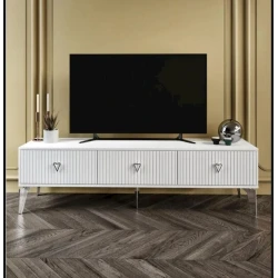 Тумба под ТВ TV Stend 011, ЛДСП/металл, белый, 180x55x33 см