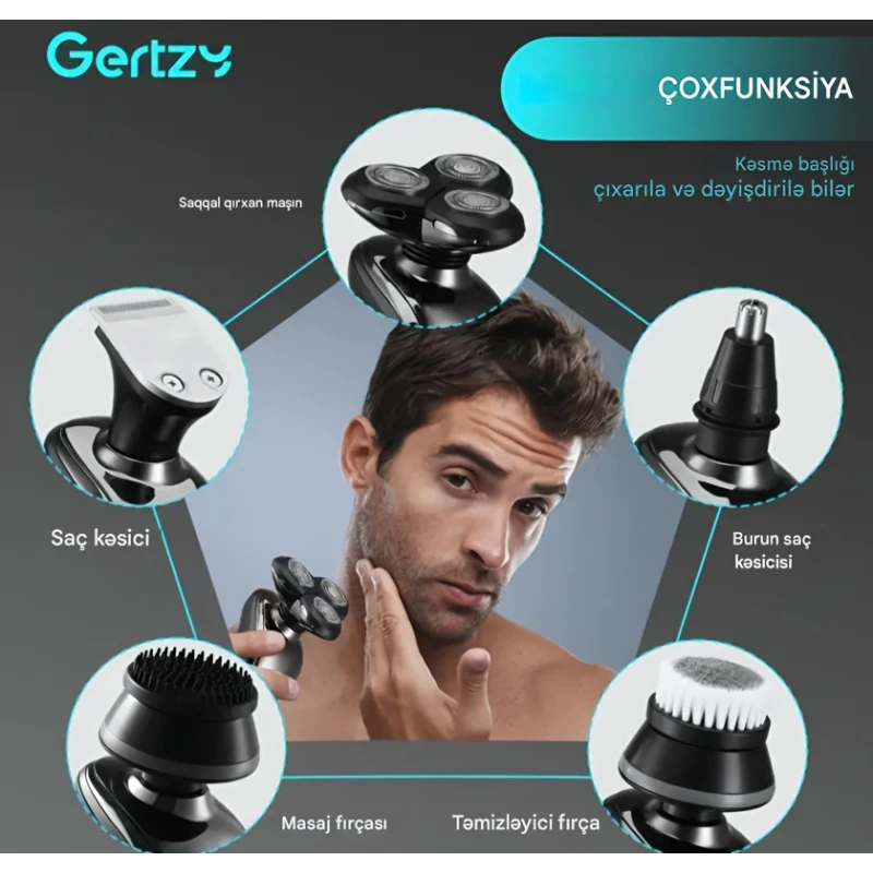 Электробритва Gertzy 4D 6 в 1 умный цифровой экран Электробритва Gertzy 4D 6 в 1 умный цифровой экран