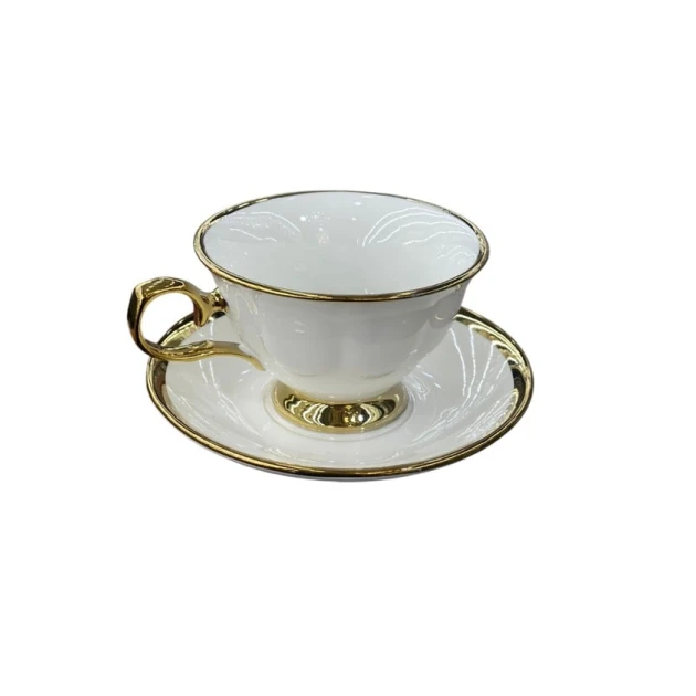 Набор чашек с блюдцами Sahara 00004436, белый/золотистый, 12 шт Набор чашек с блюдцами Sahara 00004436, белый/золотистый, 12 шт