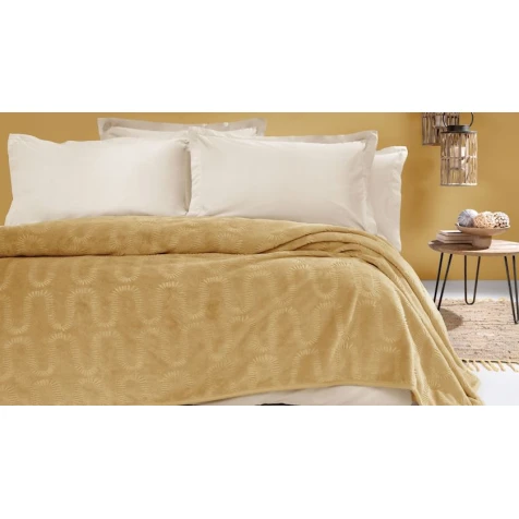 Плед-покрывало Yataş Tricia, 200x220 см, двуспальный, полиэстер, Hardal Плед-покрывало Yataş Tricia, 200x220 см, двуспальный, полиэстер, Hardal