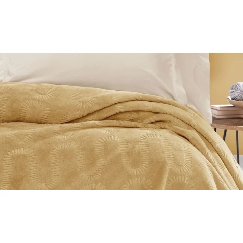 Плед-покрывало Yataş Tricia, 200x220 см, двуспальный, полиэстер, Hardal Плед-покрывало Yataş Tricia, 200x220 см, двуспальный, полиэстер, Hardal