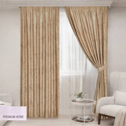 Комплект штор Premium Home PH-100009, 150x295 см, полиэстер, золотистый Комплект штор Premium Home PH-100009, 150x295 см, полиэстер, золотистый