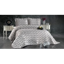 Örtük və yastıq üzü dəsti Guzide Delfin Pike GZ1, örtük 260x260 sm, yastıq üzü 50x70 sm 2 ədəd, ikinəfərlik, boz