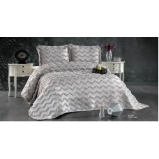 Örtük və yastıq üzü dəsti Guzide Delfin Pike GZ1, örtük 260x260 sm, yastıq üzü 50x70 sm 2 ədəd, ikinəfərlik, boz