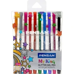 Набор ручек Pensan My King Glitter 1.0 мм, разноцветный, 10 шт