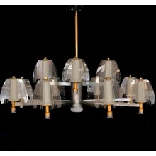 Asma çilçıraq LED 5893-12, 12 LED, qızılı/gümüşü metal, şəffaf büllur şüşə - LED 5893-12