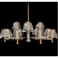 Asma çilçıraq LED 5893-12, 12 LED, qızılı/gümüşü metal, şəffaf büllur şüşə - LED 5893-12
