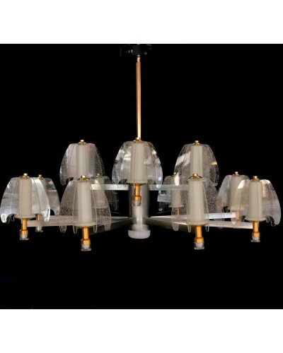 Asma çilçıraq LED 5893-12, 12 LED, qızılı/gümüşü metal, şəffaf büllur şüşə - LED 5893-12