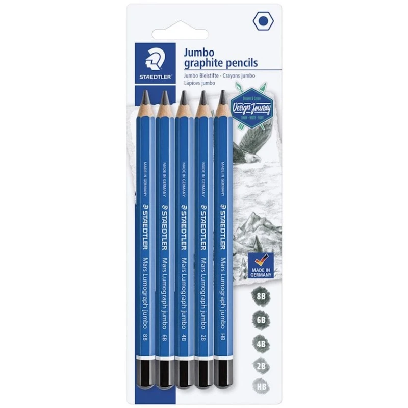 Набор графитовых карандашей Staedtler Mars Lumograph Jumbo, 5 шт Набор графитовых карандашей Staedtler Mars Lumograph Jumbo, 5 шт