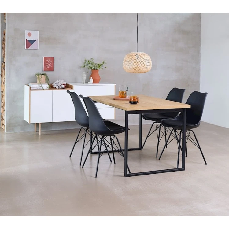 Обеденный стол JYSK Aabenraa, МДФ/меламин/металл, коричневый/черный, 80x120x75 см Обеденный стол JYSK Aabenraa, МДФ/меламин/металл, коричневый/черный, 80x120x75 см