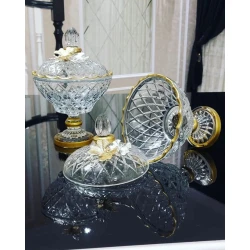 Конфетница Gallery Home GLR-050, прозрачная/золотистая, 18 см, 1 шт