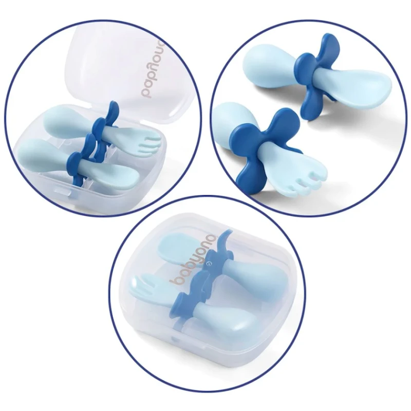 Набор ложка и вилка Babyono 969/03, 12 месяцев+, пластик, голубой