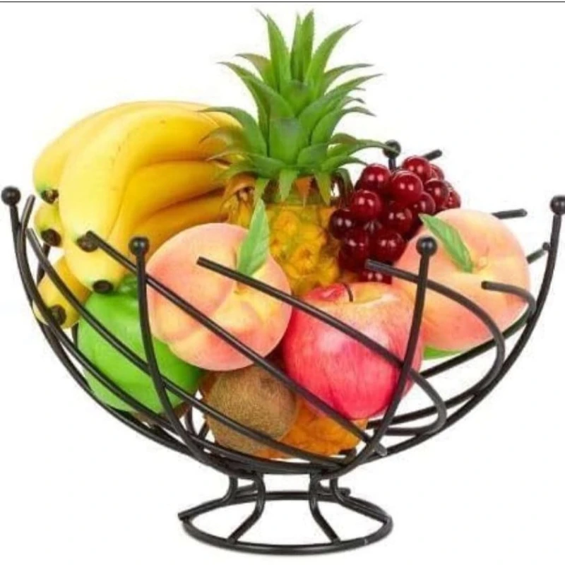 Meyvə qabı, metal, qara, 26x26x16 sm