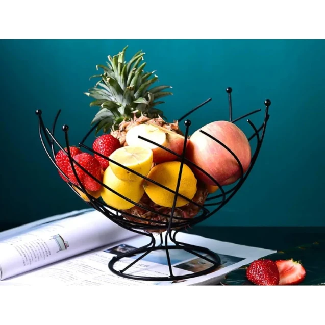 Meyvə qabı, metal, qara, 26x26x16 sm