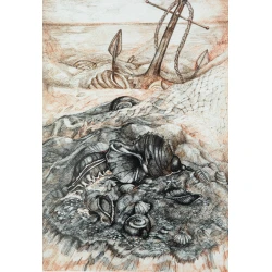 Qrafika Art by Ulviya Kakhramanova Tərk edilmiş sahil UK0043, kağız, qələm, 30х40 sm