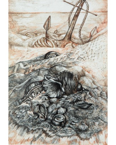 Qrafika Art by Ulviya Kakhramanova Tərk edilmiş sahil UK0043, kağız, qələm, 30х40 sm