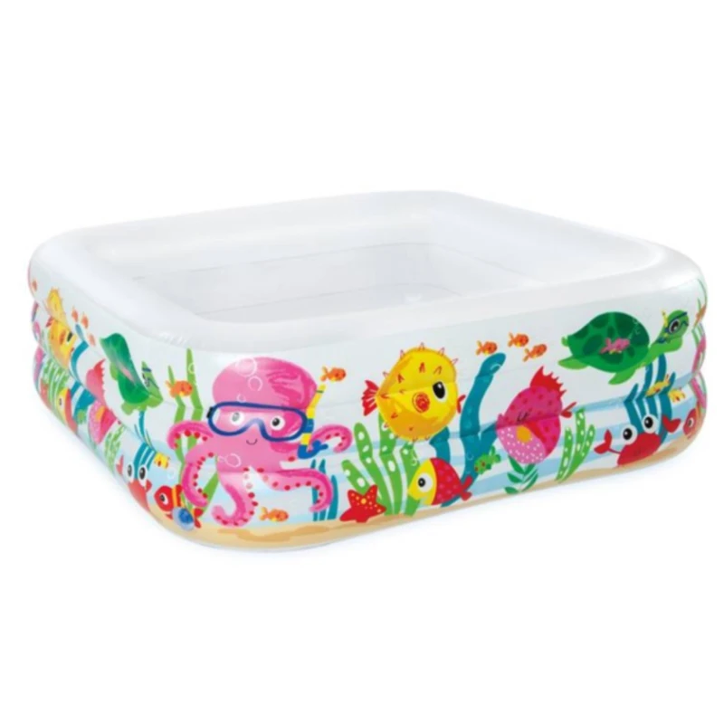 Бассейн надувной Intex 57471, квадратный, 159x159x50 см, 340 л, Аквариум, от 6 лет