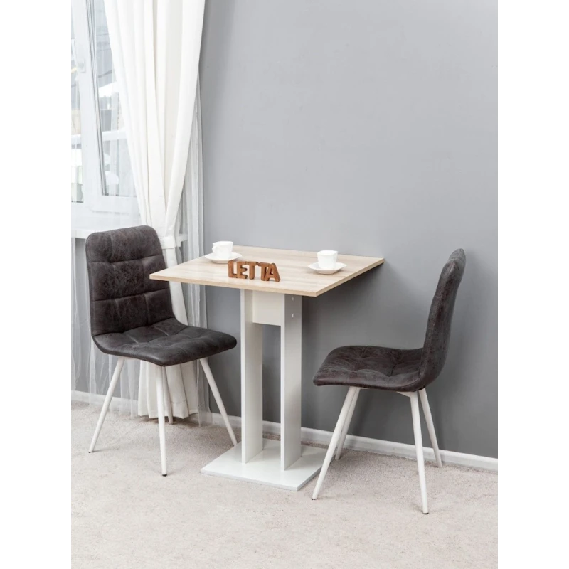 Обеденный стол Letta, белый, ЛДСП, 78x65x65 см Обеденный стол Letta, белый, ЛДСП, 78x65x65 см