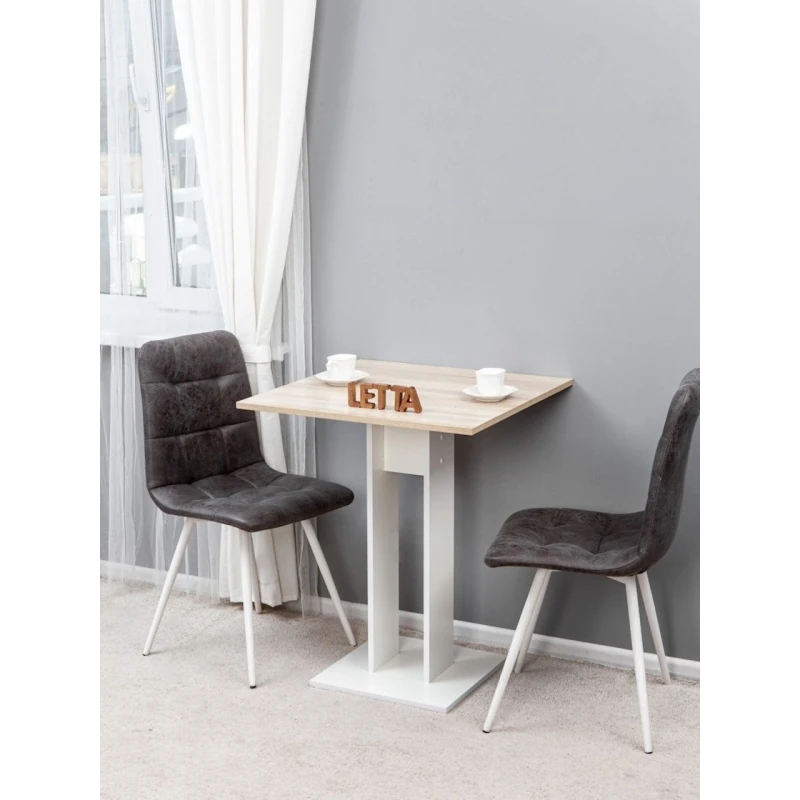 Обеденный стол Letta, белый, ЛДСП, 78x65x65 см Обеденный стол Letta, белый, ЛДСП, 78x65x65 см