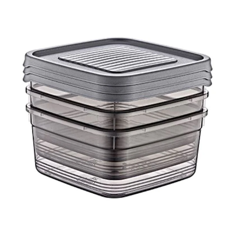 Набор контейнеров для хранения Hobby Life Festiva Square 21374, пластик, прозрачный/черный, 1 л, 14.4x14.4x7 см, 3 шт Набор контейнеров для хранения Hobby Life Festiva Square 21374, пластик, прозрачный/черный, 1 л, 14.4x14.4x7 см, 3 шт