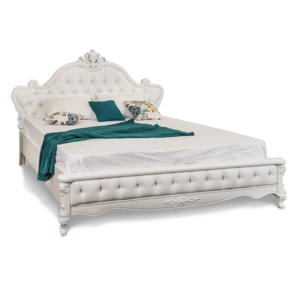 Двуспальная кровать Mişel, белая, ламинат, 200x180x153 см