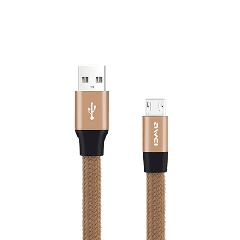 Кабель USB Awei CL-12 Micro USB, Золотистый Кабель USB Awei CL-12 Micro USB, Золотистый